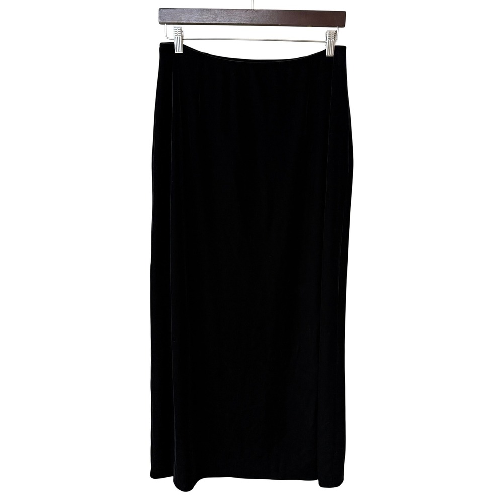 NY&CO Womens Velvet Side Slit Maxi Skirt Size Large 90s Whimsigoth Black Stretch